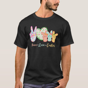 Camiseta Crianças Felizes Paz Amam Coelhinho da Páscoa Orel