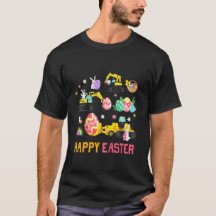 Camiseta Crianças Felz pascoa Construção Cargueiro Bo