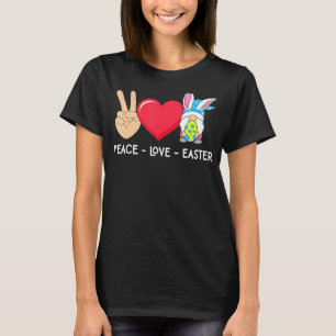 Camiseta Crianças Felz pascoa Paz Amor Gnome Coelhinho Orel