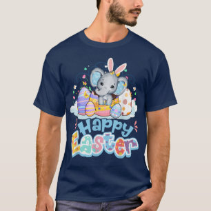 Camiseta Crianças Felz pascoa Presente Elefante Bonito Rapa