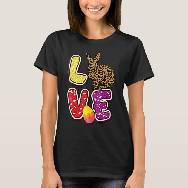 Camiseta Crianças Felzs pascoa Adoram Coelhinho-Leopardo Ou (Frente)