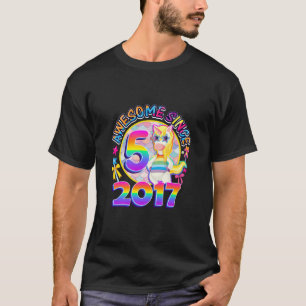 Camiseta Crianças Festa de aniversário 5 Garota Unicóric