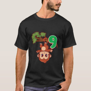 Camiseta Crianças Festa de aniversário 9 Anos Macaco Ape Zo