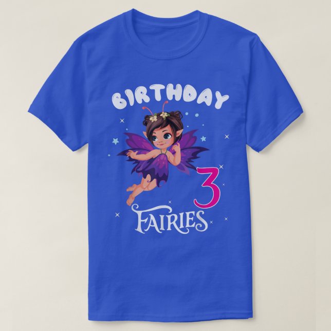 Camiseta Crianças Festa de aniversário de fadas com 3 anos  (Frente do Design)