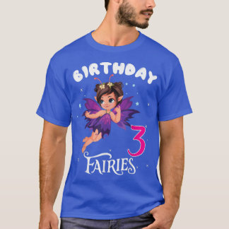 Camiseta Crianças Festa de aniversário de fadas com 3 anos