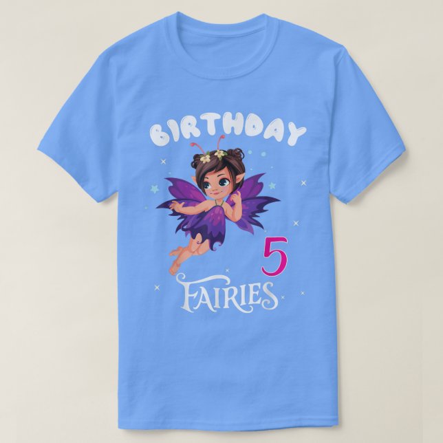 Camiseta Crianças Festa de aniversário de fadas com 5 anos  (Frente do Design)