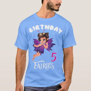 Camiseta Crianças Festa de aniversário de fadas com 5 anos 