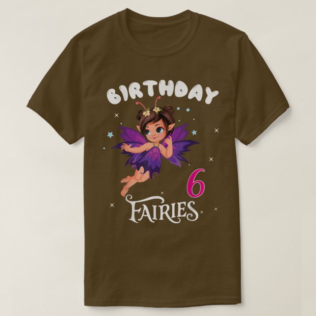 Camiseta Crianças Festa de aniversário de fadas com 6 anos  (Frente do Design)