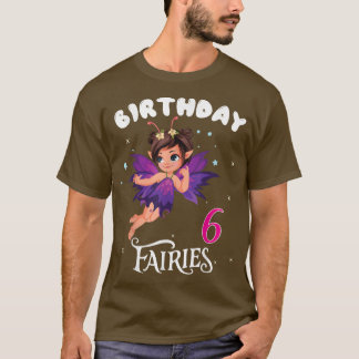 Camiseta Crianças Festa de aniversário de fadas com 6 anos