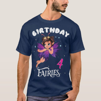 Camiseta Crianças Festa de aniversário de fadas de 4 anos d