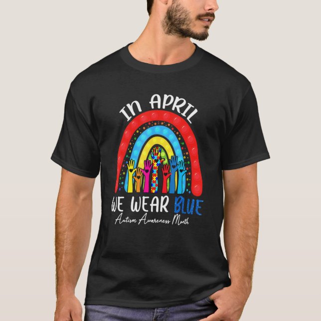 Camiseta Crianças Fidget Em Abril Vestimos Consciência Azul (Frente)