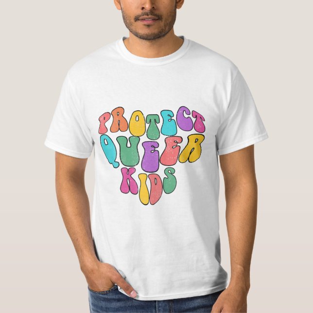 Camiseta Crianças Filas Cute LGBTQ Suporte (Frente)