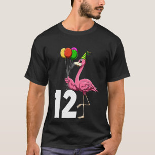 Camiseta Crianças Flamingo Birthday 12 Tema Flamingo 12 Bir
