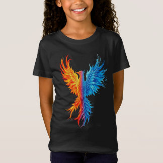 Camiseta Crianças "Fogo e Gelo" Fenix Crescente Gráfico