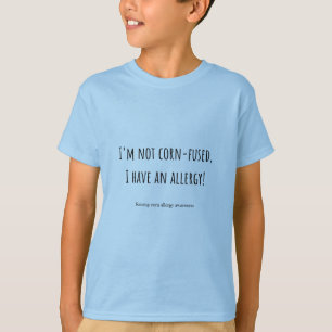 Camiseta Crianças Fusíveis De Milho Tenho Alergia