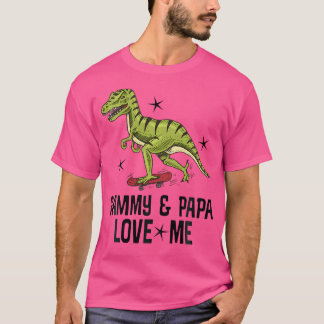 Camiseta Crianças Gammy E Papai Me Ama Dinossauro Do Avô
