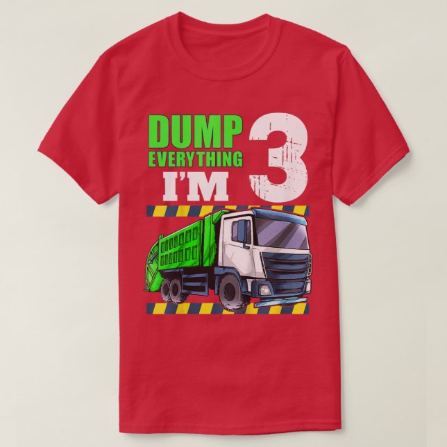 Camiseta Crianças Garbage Truck aniversário de 3 anos Boy 3 (Frente do Design)