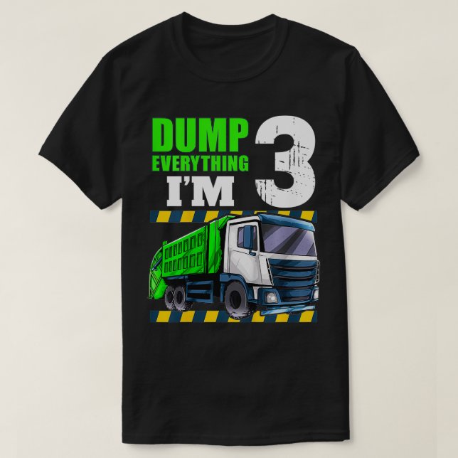Camiseta Crianças Garbage Truck aniversário de 3 anos Boy 3 (Frente do Design)