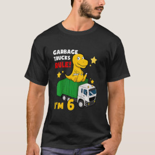 Camiseta Crianças Garbage Truck Birthday Dinosaur Dustcar