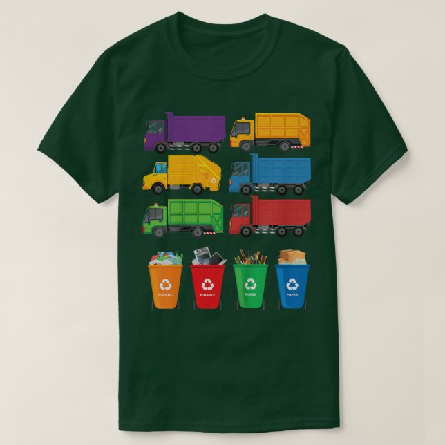 Camiseta Crianças Garbage Truck Day Trash Separ (Frente do Design)