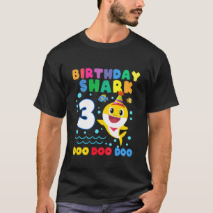 Camiseta Crianças Garota aniversário de 3 anos de Tubarã