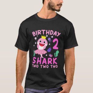 Camiseta Crianças Garota segundo aniversário de Tubarão Cut