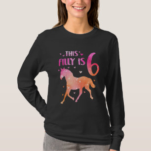 Camiseta Crianças Garotas De Aniversário De Cavalo Bonito E
