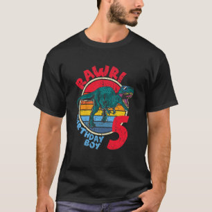 Camiseta Crianças Garoto 5 Aniversário I Rawr Tyrannosaurus