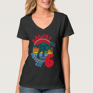 Camiseta Crianças Garoto 6 Aniversário I Rawr Tyrannosaurus