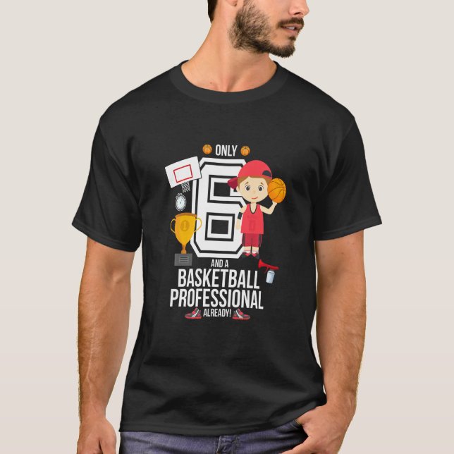 Camiseta Crianças, Garoto De Aniversário De 6 Só 6 E Um Pró (Frente)