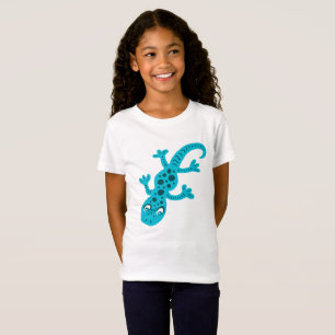 Camiseta Crianças Gecko Azul, Cute