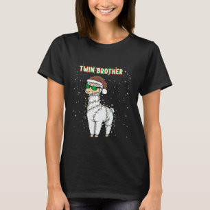 Camiseta Crianças Gêmeos Irmãos Llama Amantes de Natal