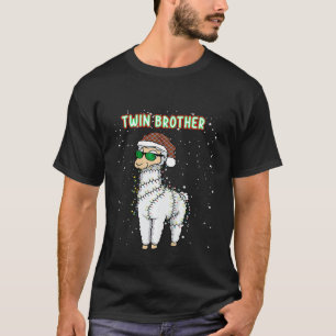 Camiseta Crianças Gêmeos Irmãos Llama Amantes de Natal