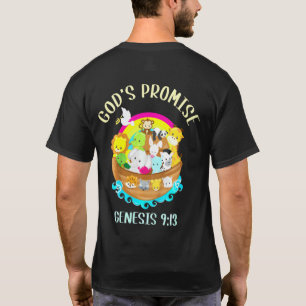 Camiseta Crianças Gênesis 913 Deuses Promete Bíblia Arco-Ír