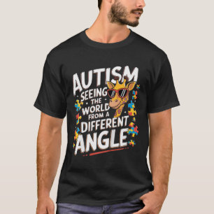 Camiseta Crianças Girafa Autismo Vendo Mundo Diferente Ângu