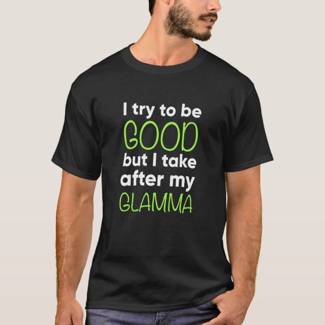 Camiseta Crianças Glamma Para Crianças Eu Tento Ser Bom Mas (Frente)