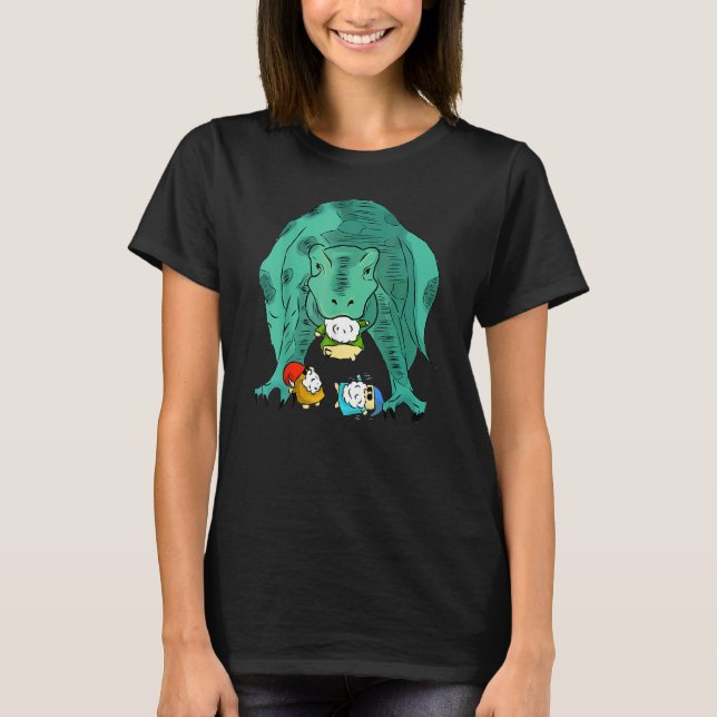 Camiseta Crianças Gnomo Trex Rawr Rex Dinosaur Comendo Hall (Frente)
