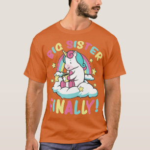 Camiseta Crianças Grande Irmã Finalmente Unicórn Grande Des
