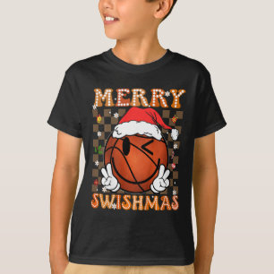 Camiseta Crianças Groovy Feliz Swishmas Natal Basketba