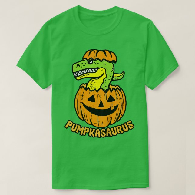 Camiseta Crianças Halloween Pumpkasaurus Pumpkin Dinossaur  (Frente do Design)