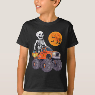 Camiseta Crianças Halloween Skeleton Monster Truck