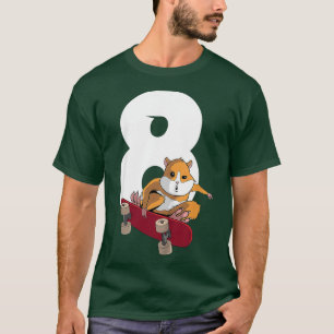 Camiseta Crianças Hamster no skate com 8 anos 8