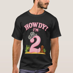 Camiseta Crianças Howdy Cowgirl Aniversário de 2 anos Weste
