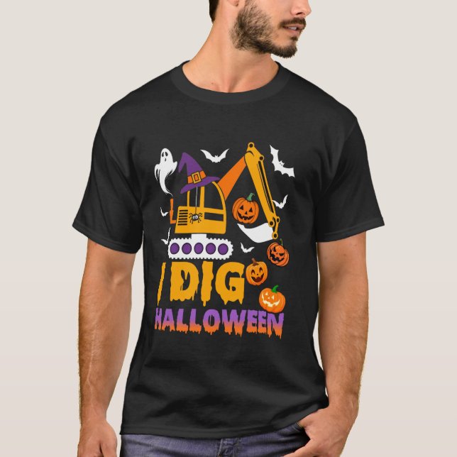 Camiseta Crianças I Dig Halloween Trator Digger T (Frente)