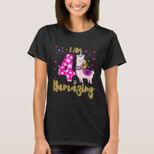 Camiseta Crianças Im 4 anos de idade e Llamascinante 4 anos