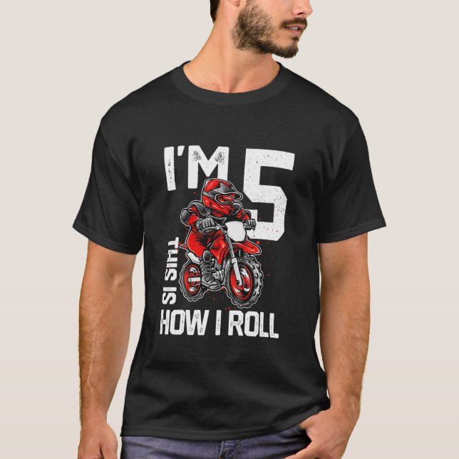 Camiseta Crianças Im 5 É Assim Que Eu Rolo A 5 de Bike Birt (Frente)