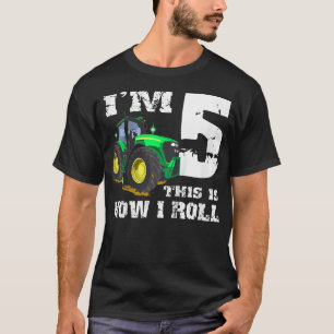 Camiseta Crianças Im 5 Festa de aniversário De Trator De Ba
