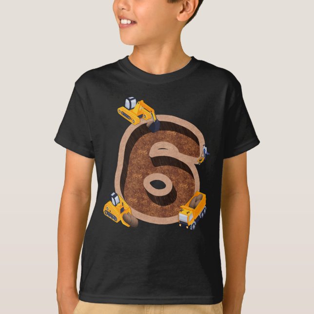 Camiseta Crianças Im 6 E Escavando 6 Anos Meninos 6 Anivers (Frente)