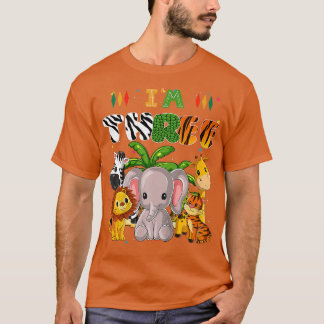 Camiseta Crianças Im Três Tema De Zoo aniversário de 3 anos