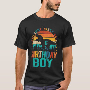 Camiseta Crianças Incríveis Desde 2016 6 Birthday Boy Dinos
